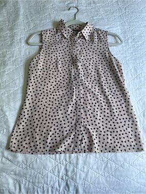 Karl Lagerfeld Pink Sleeveless Polka Dot Button-Down Top